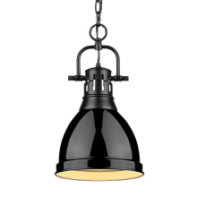 Golden 3602-S BLK-BK - Yep by Golden Lighting Duncan 1-light 9in Chain Hung Pendant in Matte Black and Black shade